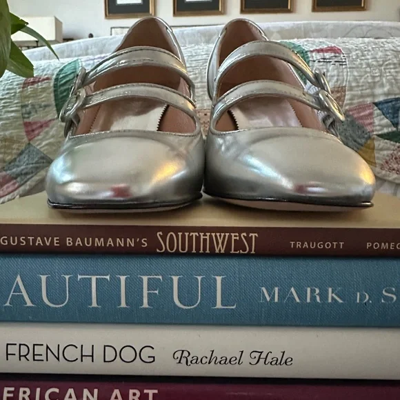 Maisie double strap heels in Metallic leather size 6 1/2 - Picture 5 of 7